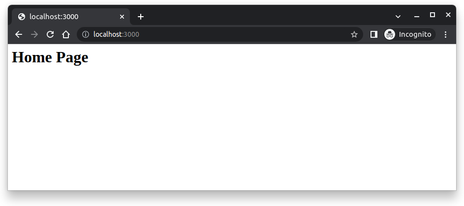 Home page the Express web server created with Node.js