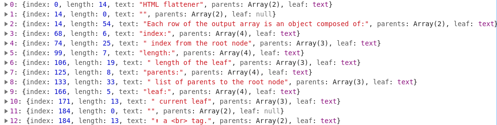 HTML DOM flatten to array