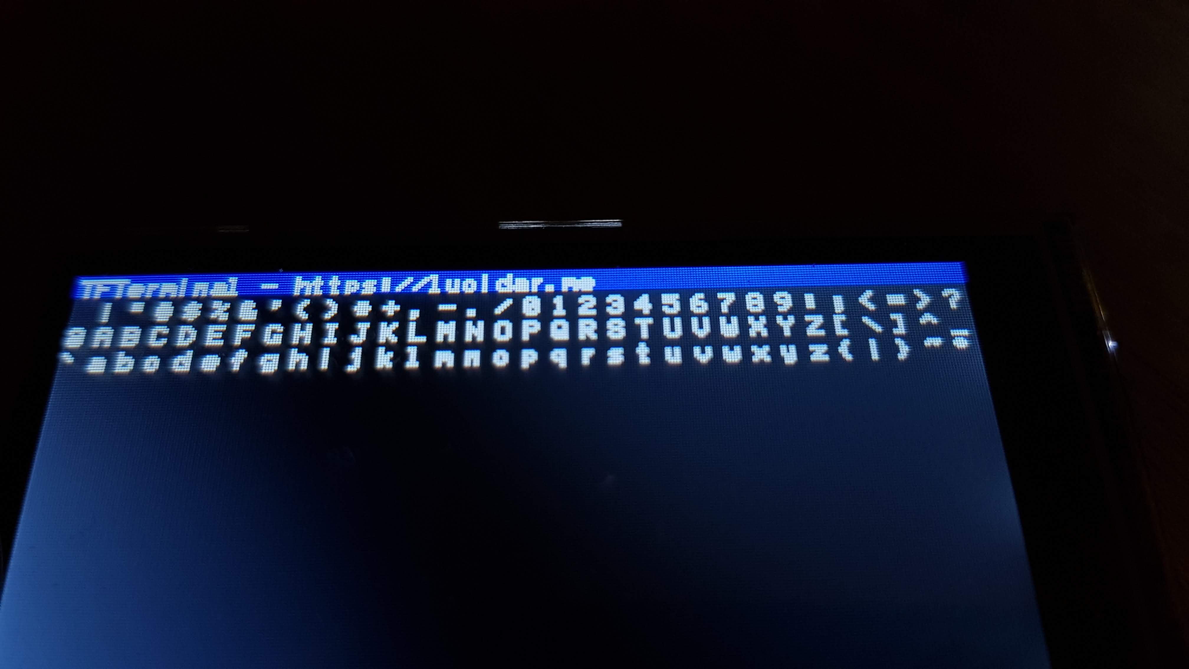 ASCII table received on the TFT touch screen