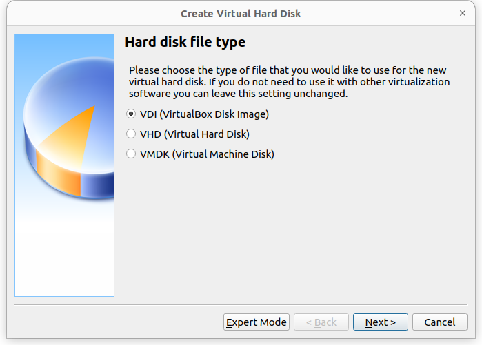 Select virtual machine hard drive type