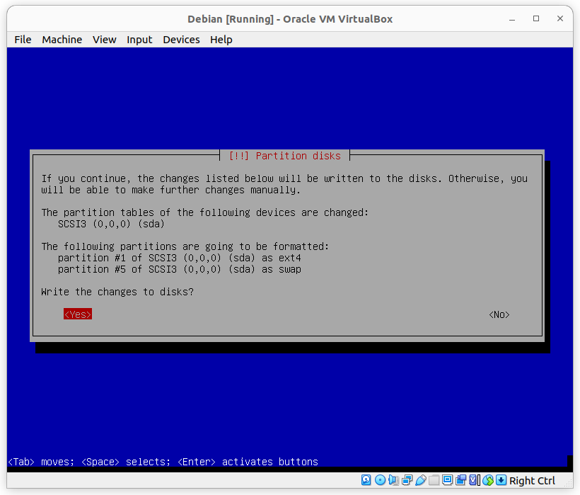 Confirm changes to disks