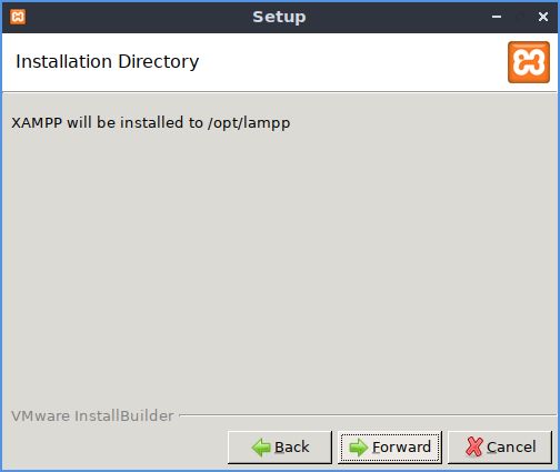 XAMPP installer, select installation folder