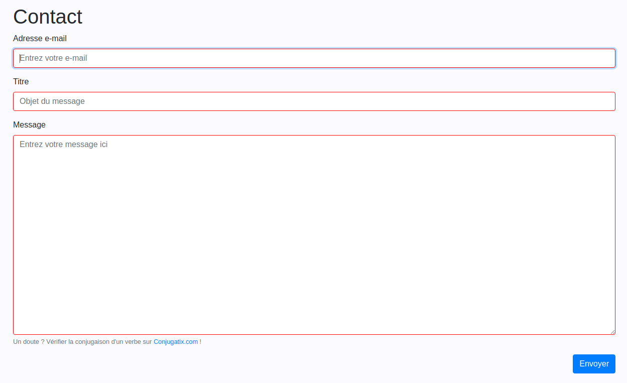 Page de contact avec CodeIgniter
