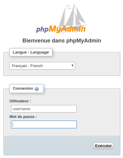 Connexion à phpMyAdmin