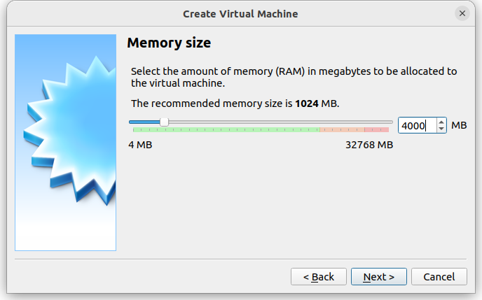 Taille de la RAM dans la nouvelle machine virtuelle